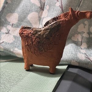 Signed Studio PotteryTerracotta Horse. Rare find and one of a kind.